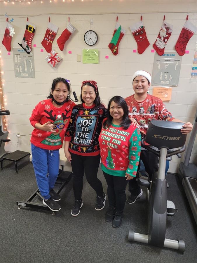 Holiday jumpers in the clinic gym